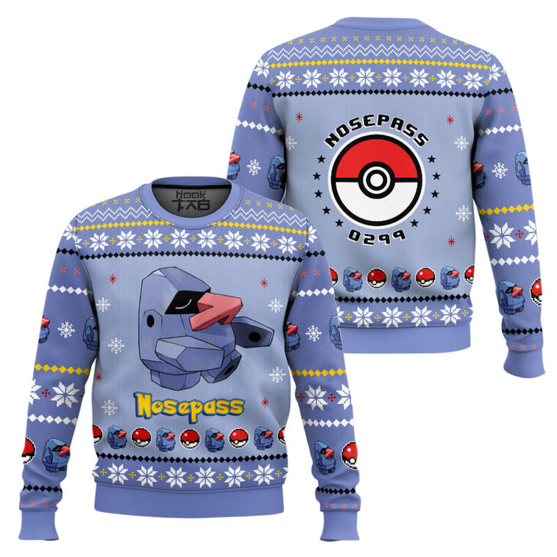 Hooktab Pokemon Gen 3 Nosepass Ugly Christmas Sweater Hooktab Pokemon Gen 3 Nosepass Ugly Christmas Sweater