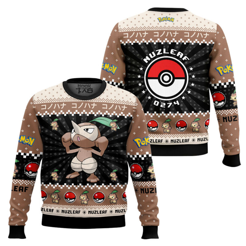 Hooktab Pokemon Gen 3 Nuzleaf Ugly Christmas Sweater Hooktab Pokemon Gen 3 Nuzleaf Ugly Christmas Sweater