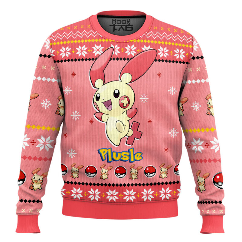 Hooktab Pokemon Gen 3 Plusle Ugly Christmas Sweater Hooktab Pokemon Gen 3 Plusle Ugly Christmas Sweater