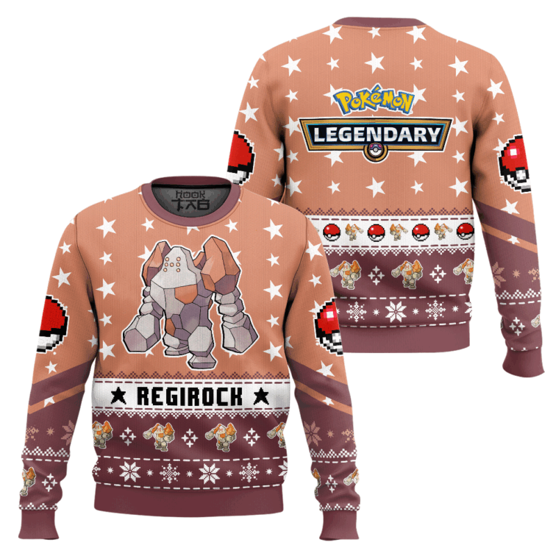 Hooktab Pokemon Gen 3 Regirock Ugly Christmas Sweater Hooktab Pokemon Gen 3 Regirock Ugly Christmas Sweater