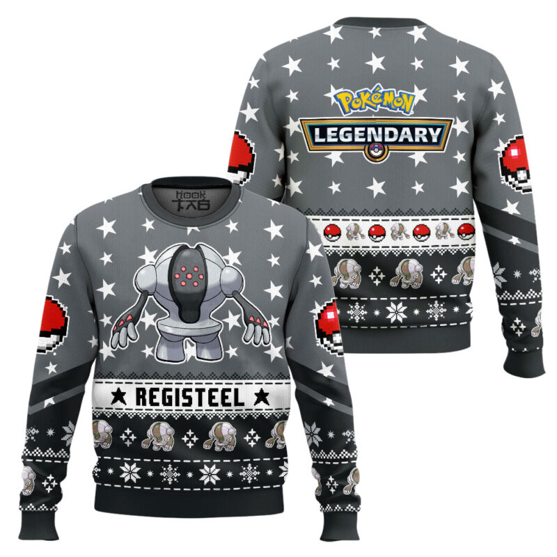 Hooktab Pokemon Gen 3 Registeel Ugly Christmas Sweater Hooktab Pokemon Gen 3 Registeel Ugly Christmas Sweater