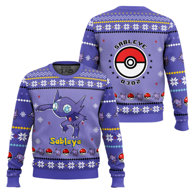 Hooktab Pokemon Gen 3 Sableye Ugly Christmas Sweater Hooktab Pokemon Gen 3 Sableye Ugly Christmas Sweater