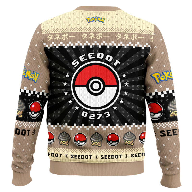 Hooktab Pokemon Gen 3 Seedot Ugly Christmas Sweater Hooktab Pokemon Gen 3 Seedot Ugly Christmas Sweater