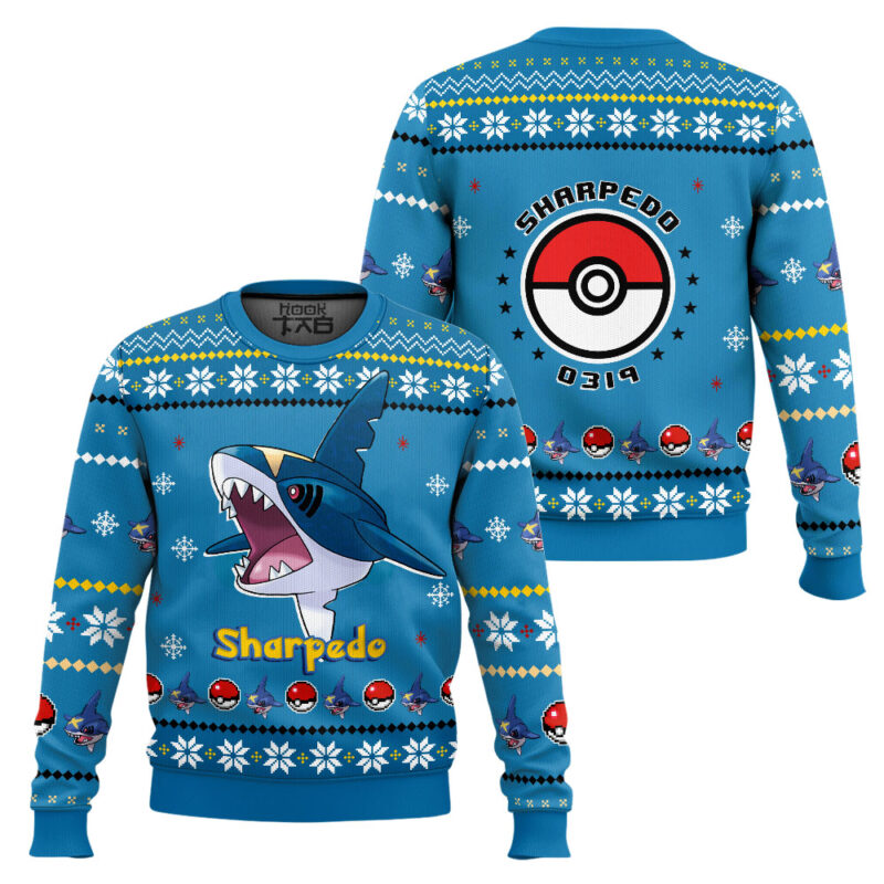 Hooktab Pokemon Gen 3 Sharpedo Ugly Christmas Sweater Hooktab Pokemon Gen 3 Sharpedo Ugly Christmas Sweater