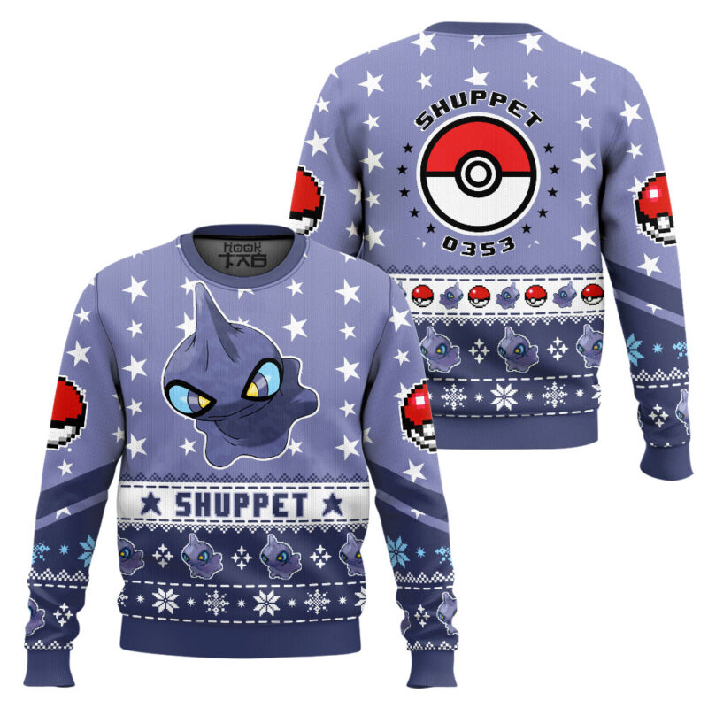 Hooktab Pokemon Gen 3 Shuppet Ugly Christmas Sweater Hooktab Pokemon Gen 3 Shuppet Ugly Christmas Sweater