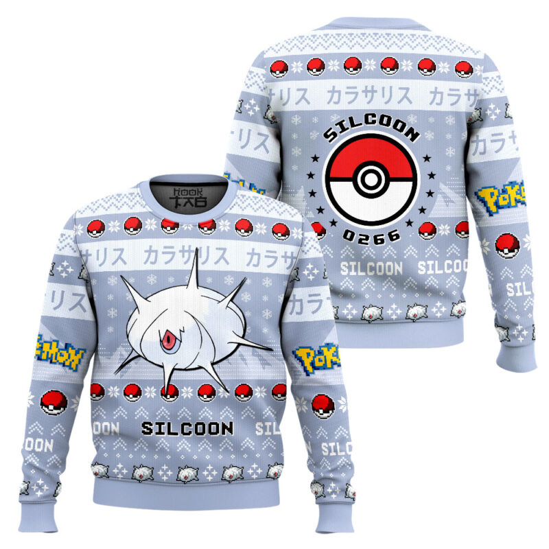 Hooktab Pokemon Gen 3 Silcoon Ugly Christmas Sweater Hooktab Pokemon Gen 3 Silcoon Ugly Christmas Sweater