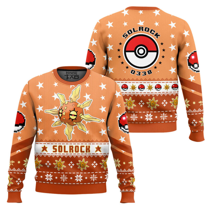 Hooktab Pokemon Gen 3 Solrock Ugly Christmas Sweater Hooktab Pokemon Gen 3 Solrock Ugly Christmas Sweater