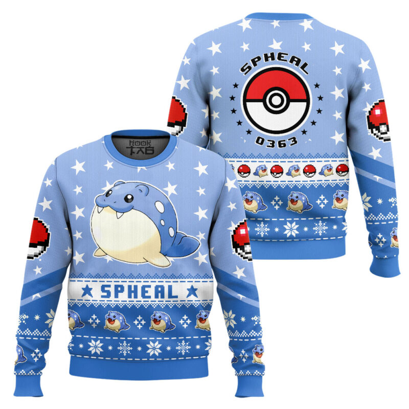 Hooktab Pokemon Gen 3 Spheal Ugly Christmas Sweater Hooktab Pokemon Gen 3 Spheal Ugly Christmas Sweater