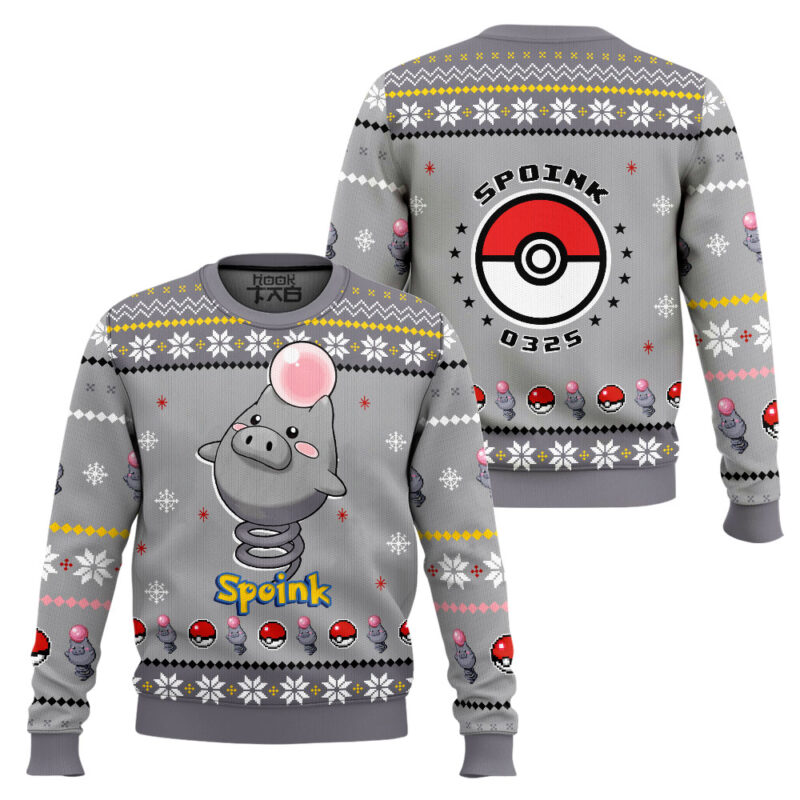 Hooktab Pokemon Gen 3 Spoink Ugly Christmas Sweater Hooktab Pokemon Gen 3 Spoink Ugly Christmas Sweater