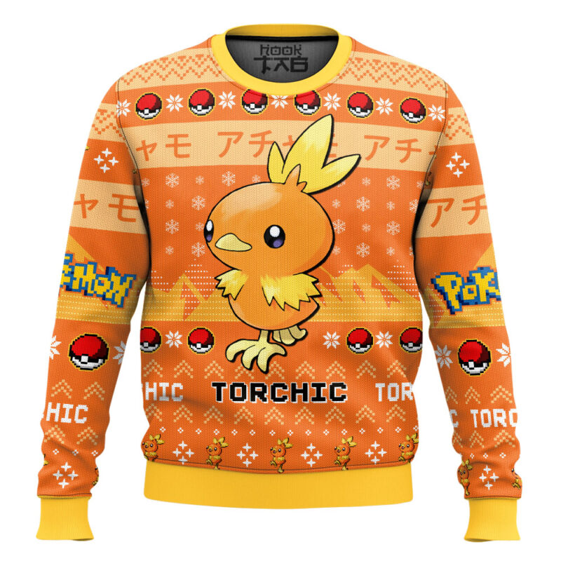 Hooktab Pokemon Gen 3 Torchic Ugly Christmas Sweater