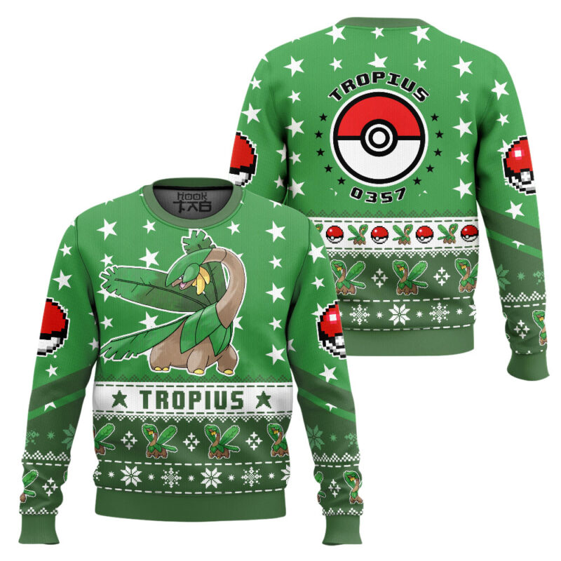 Hooktab Pokemon Gen 3 Tropius Ugly Christmas Sweater Hooktab Pokemon Gen 3 Tropius Ugly Christmas Sweater