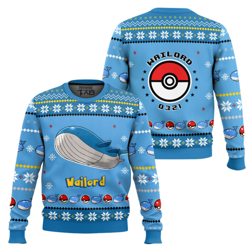 Hooktab Pokemon Gen 3 Wailord Ugly Christmas Sweater Hooktab Pokemon Gen 3 Wailord Ugly Christmas Sweater