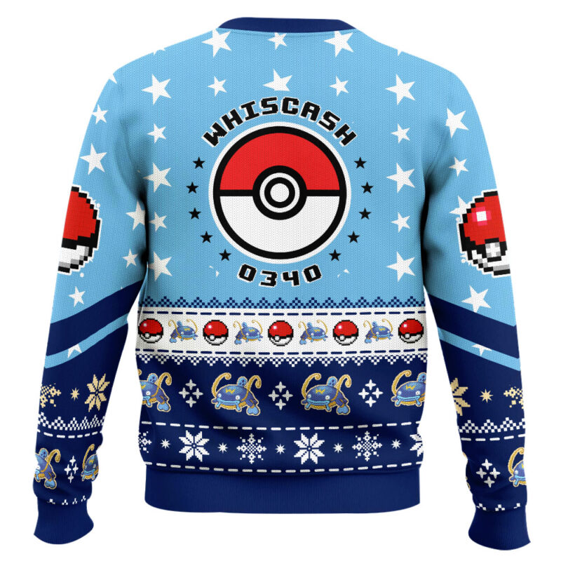 Hooktab Pokemon Gen 3 Whiscash Ugly Christmas Sweater Hooktab Pokemon Gen 3 Whiscash Ugly Christmas Sweater