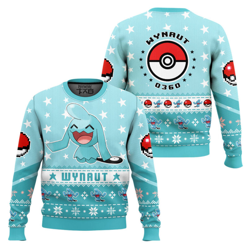 Hooktab Pokemon Gen 3 Wynaut Ugly Christmas Sweater Hooktab Pokemon Gen 3 Wynaut Ugly Christmas Sweater