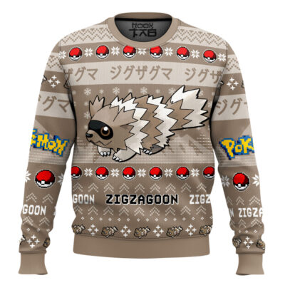 Hooktab Pokemon Gen 3 Zigzagoon Ugly Christmas Sweater