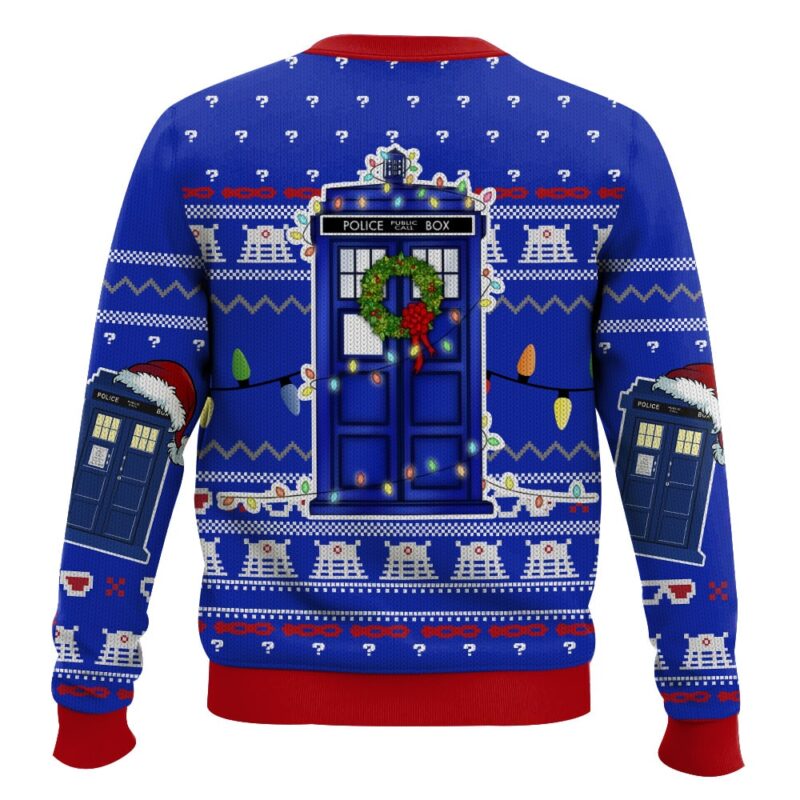 Hooktab Police Box Tardis Doctor Who Ugly Christmas Sweater Hooktab Police Box Tardis Doctor Who Ugly Christmas Sweater