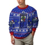Hooktab Police Box Tardis Doctor Who Ugly Christmas Sweater