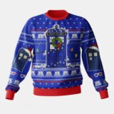 Hooktab Police Box Tardis Doctor Who Ugly Christmas Sweater