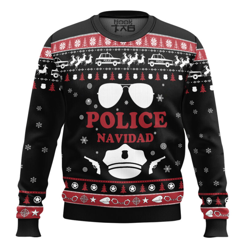 Hooktab Police Navidad Ugly Christmas Sweater