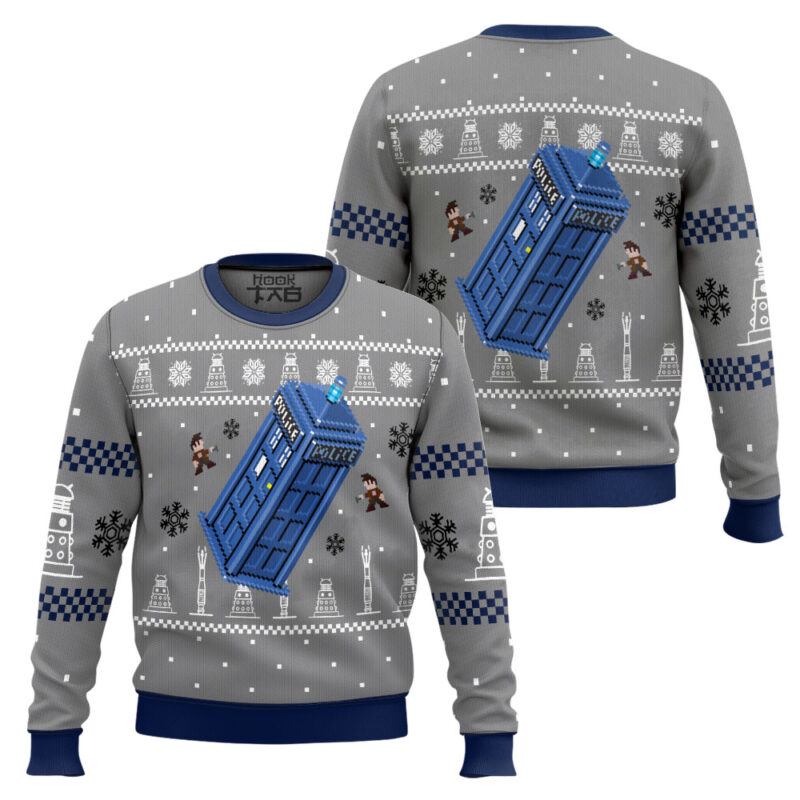 Hooktab Police Tardis Doctor Who Ugly Christmas Sweater Hooktab Police Tardis Doctor Who Ugly Christmas Sweater