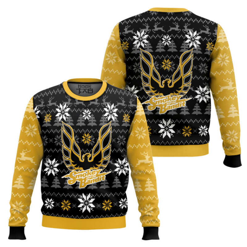 Hooktab Pontiac Firebird Smokey And The Bandit Ugly Christmas Sweater Hooktab Pontiac Firebird Smokey And The Bandit Ugly Christmas Sweater