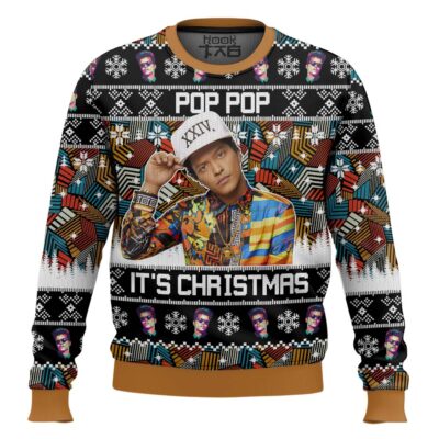 Hooktab Pop Pop It's Christmas Bruno Mars Ugly Christmas Sweater