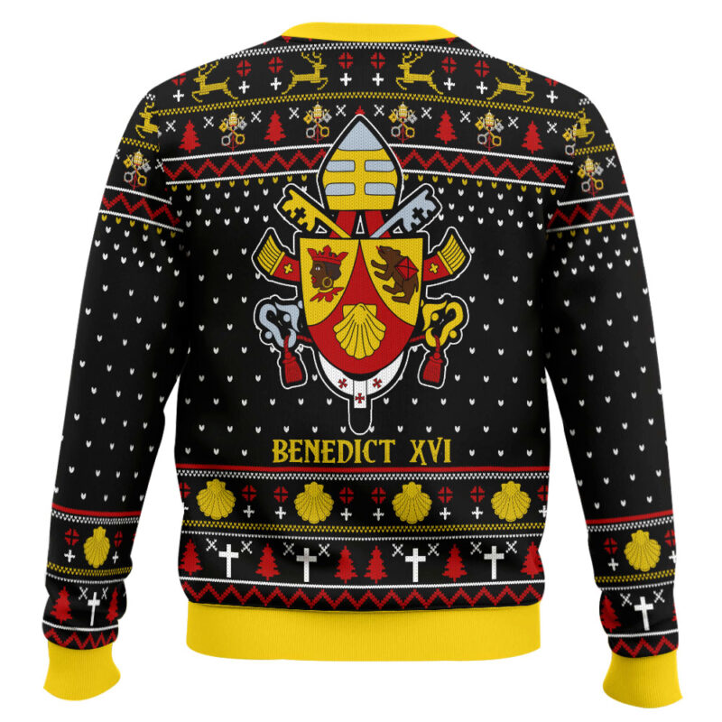 Hooktab Pope Benedict XVI Coat Of Arms Ugly Christmas Sweater Hooktab Pope Benedict XVI Coat Of Arms Ugly Christmas Sweater