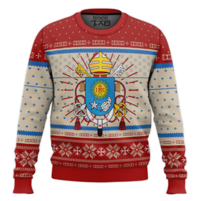 Hooktab Pope Francis Coat Of Arms Ugly Christmas Sweater