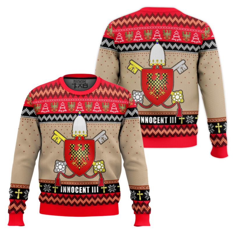 Hooktab Pope Innocent III Coat Of Arms Ugly Christmas Sweater Hooktab Pope Innocent III Coat Of Arms Ugly Christmas Sweater