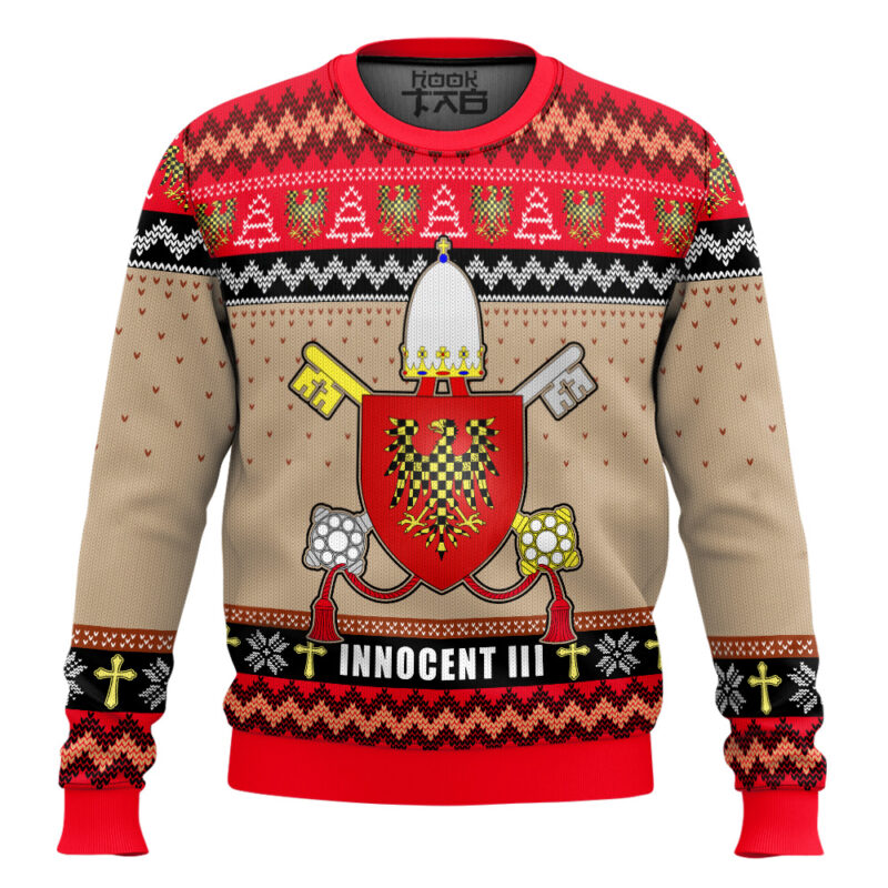 Hooktab Pope Innocent III Coat Of Arms Ugly Christmas Sweater Hooktab Pope Innocent III Coat Of Arms Ugly Christmas Sweater