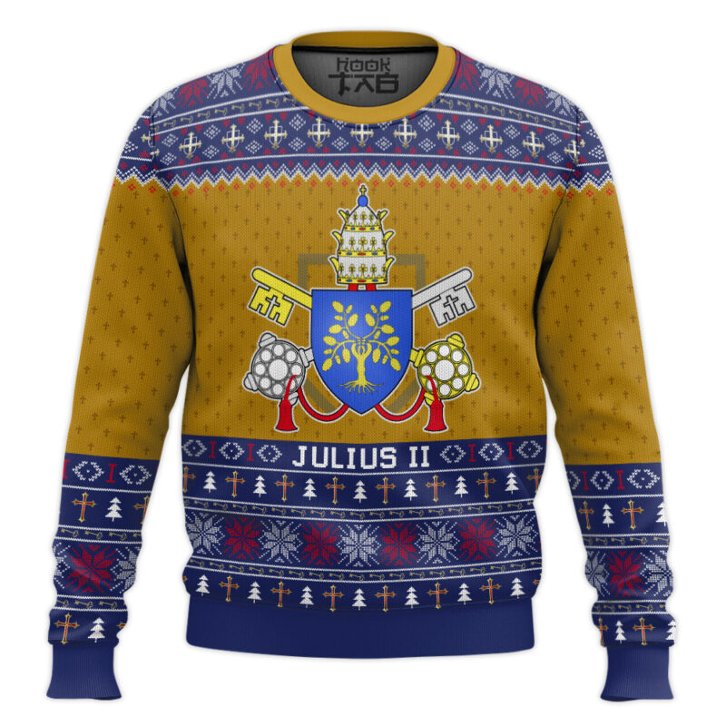 Hooktab Pope Julius II Coat Of Arms Ugly Christmas Sweater