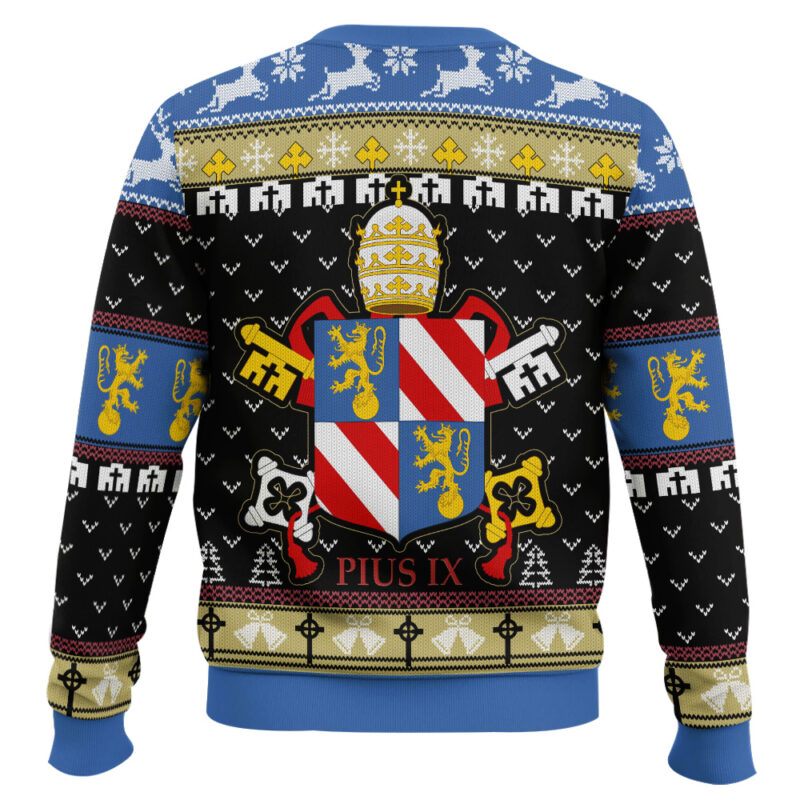 Hooktab Pope Pius IX Coat Of Arms Ugly Christmas Sweater Hooktab Pope Pius IX Coat Of Arms Ugly Christmas Sweater