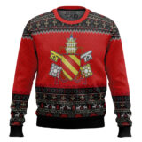 Hooktab Pope Pius V Coat Of Arms Ugly Christmas Sweater