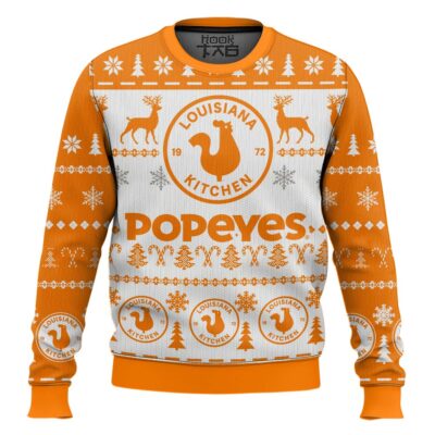 Hooktab Popeyes Louisiana Kitchen Ugly Christmas Sweater