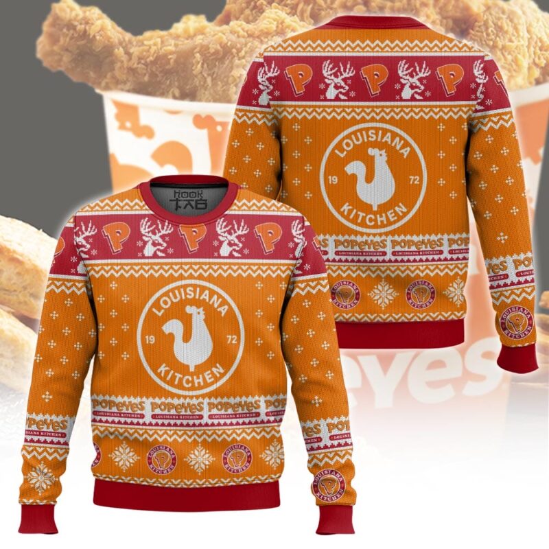 Hooktab Popeyes Ugly Christmas Sweater Hooktab Popeyes Ugly Christmas Sweater
