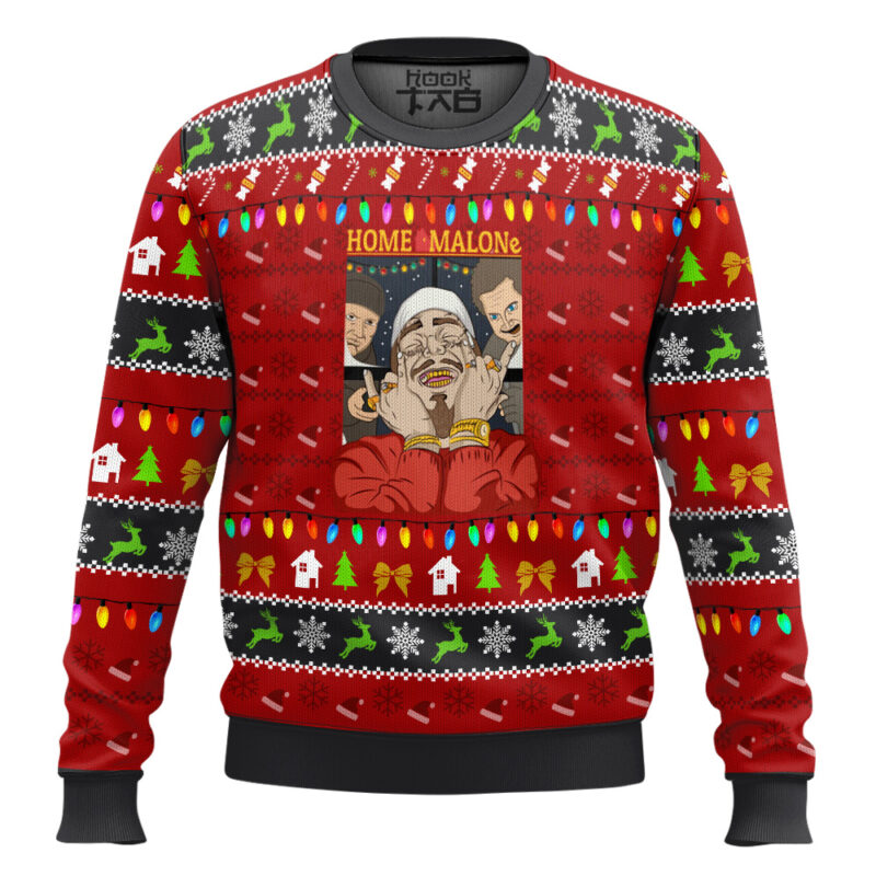 Hooktab Post Malone Home Malone Ugly Christmas Sweater
