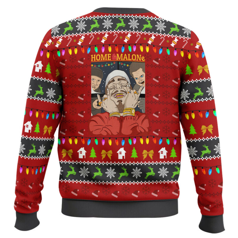 Hooktab Post Malone Home Malone Ugly Christmas Sweater Hooktab Post Malone Home Malone Ugly Christmas Sweater
