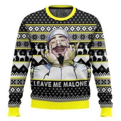 Hooktab Post Malone Leave Me Malone Ugly Christmas Sweater