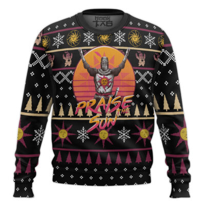 Hooktab Praise The Sun Dark Souls Ugly Christmas Sweater