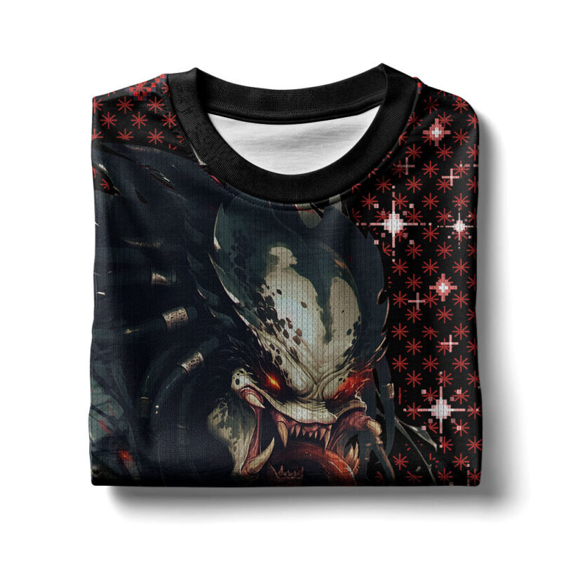 Hooktab Predator Alien Ugly Christmas Sweater Hooktab Predator Alien Ugly Christmas Sweater