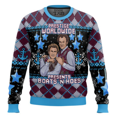 Hooktab Prestige Worldwide Boats 'N Hoes Step Brothers Ugly Christmas Sweater