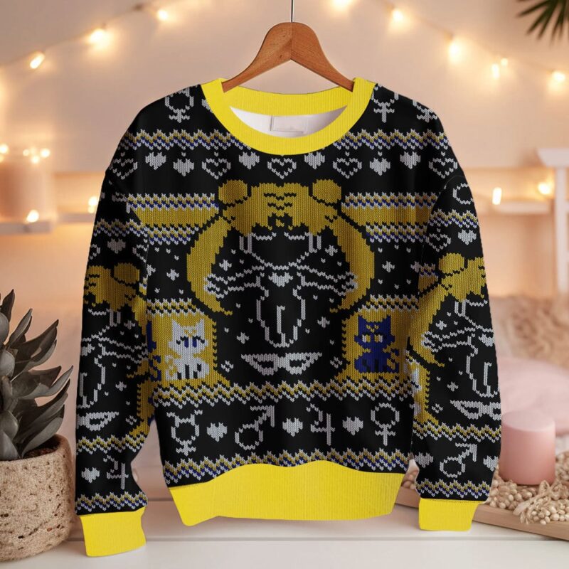 Hooktab Pretty Usagi Sailor Moon Ugly Christmas Sweater Hooktab Pretty Usagi Sailor Moon Ugly Christmas Sweater