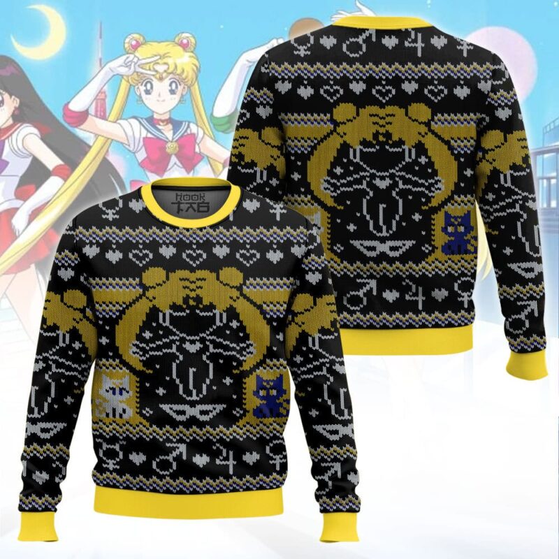 Hooktab Pretty Usagi Sailor Moon Ugly Christmas Sweater Hooktab Pretty Usagi Sailor Moon Ugly Christmas Sweater