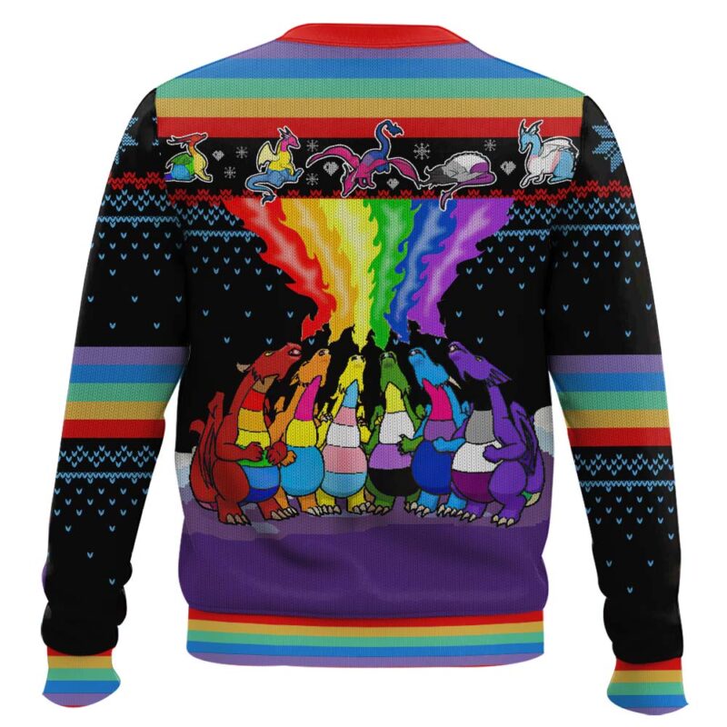 Hooktab Pride Dragon LGBT Support Ugly Christmas Sweater Hooktab Pride Dragon LGBT Support Ugly Christmas Sweater