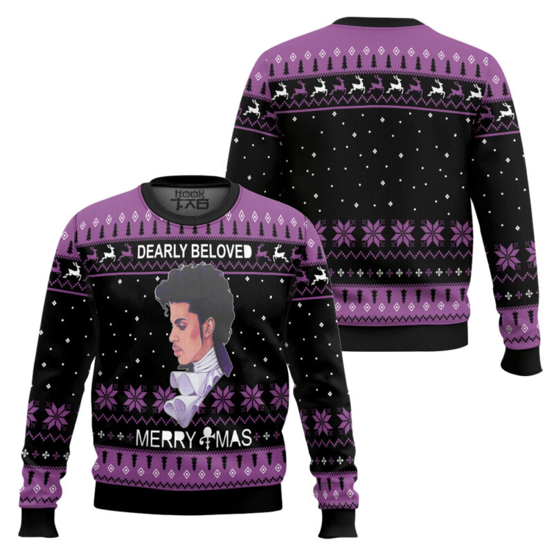 Hooktab Prince Dearly Beloved Ugly Christmas Sweater Hooktab Prince Dearly Beloved Ugly Christmas Sweater