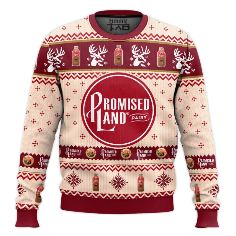 Hooktab Promised Land Dairy Ugly Christmas Sweater