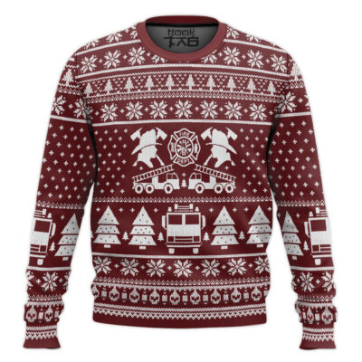 Hooktab Proud To Be A Firefighter Ugly Christmas Sweater