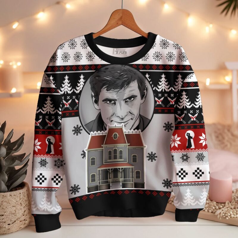 Hooktab Psycho 1960 Horror Movie Ugly Christmas Sweater Hooktab Psycho 1960 Horror Movie Ugly Christmas Sweater