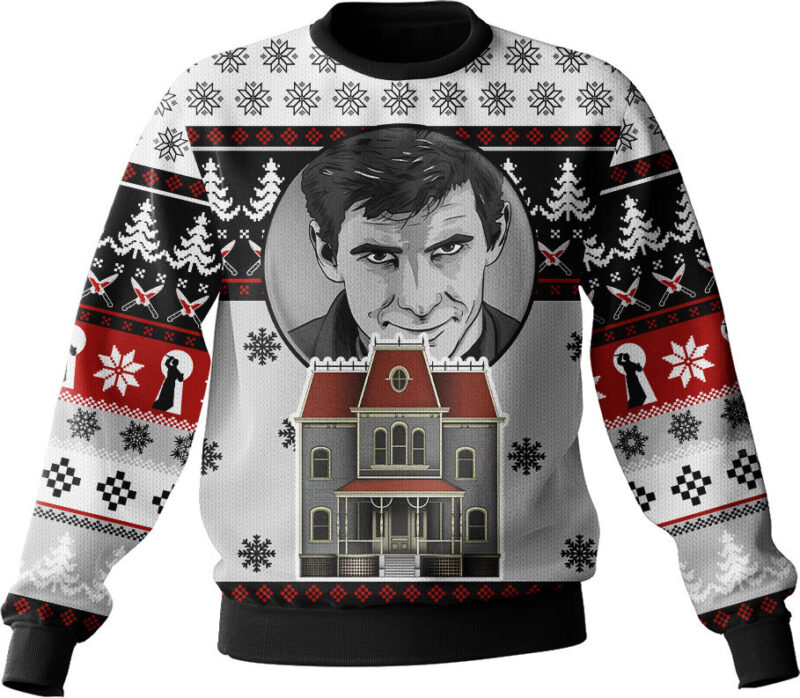 Hooktab Psycho 1960 Horror Movie Ugly Christmas Sweater Hooktab Psycho 1960 Horror Movie Ugly Christmas Sweater