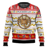 Hooktab Pucker Up Facehugger Alien Ugly Christmas Sweater
